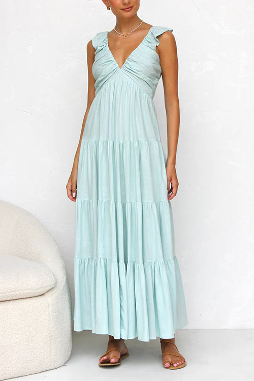 Marina | V-Neck Ruffle Maxi Dress