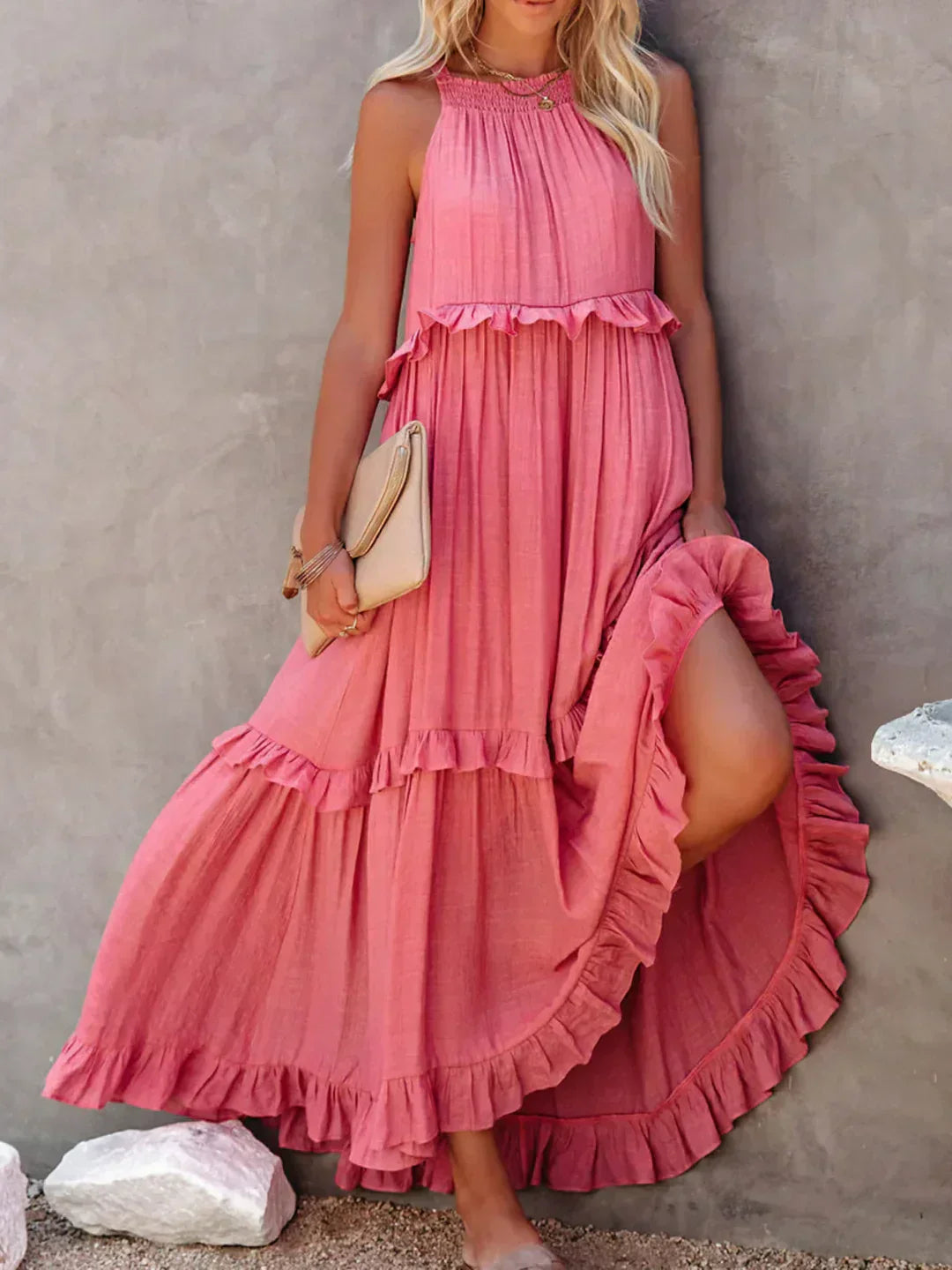Lara | Halterneck Dress with Ruffles