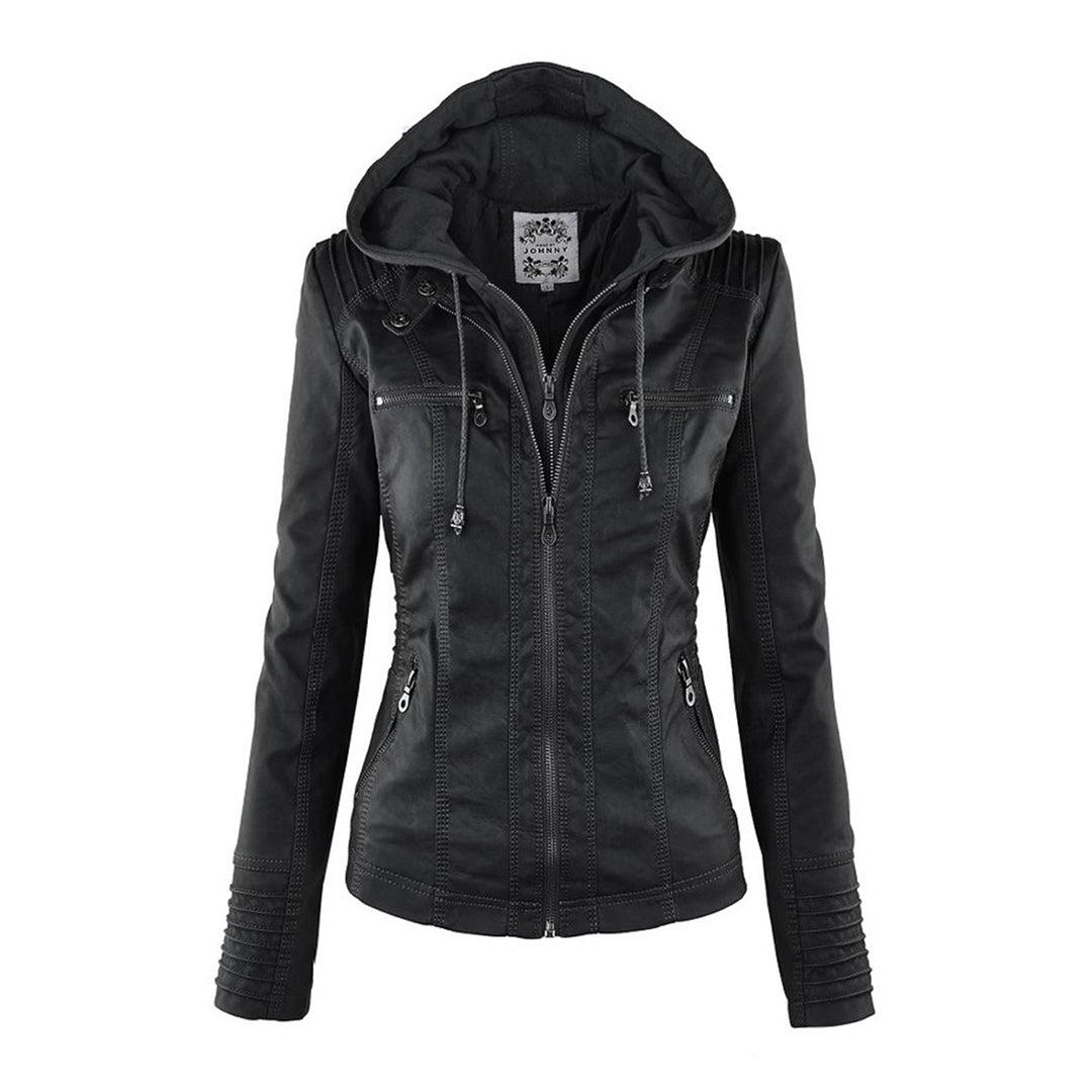 Isolde | Elegant Hooded Leather Jacket