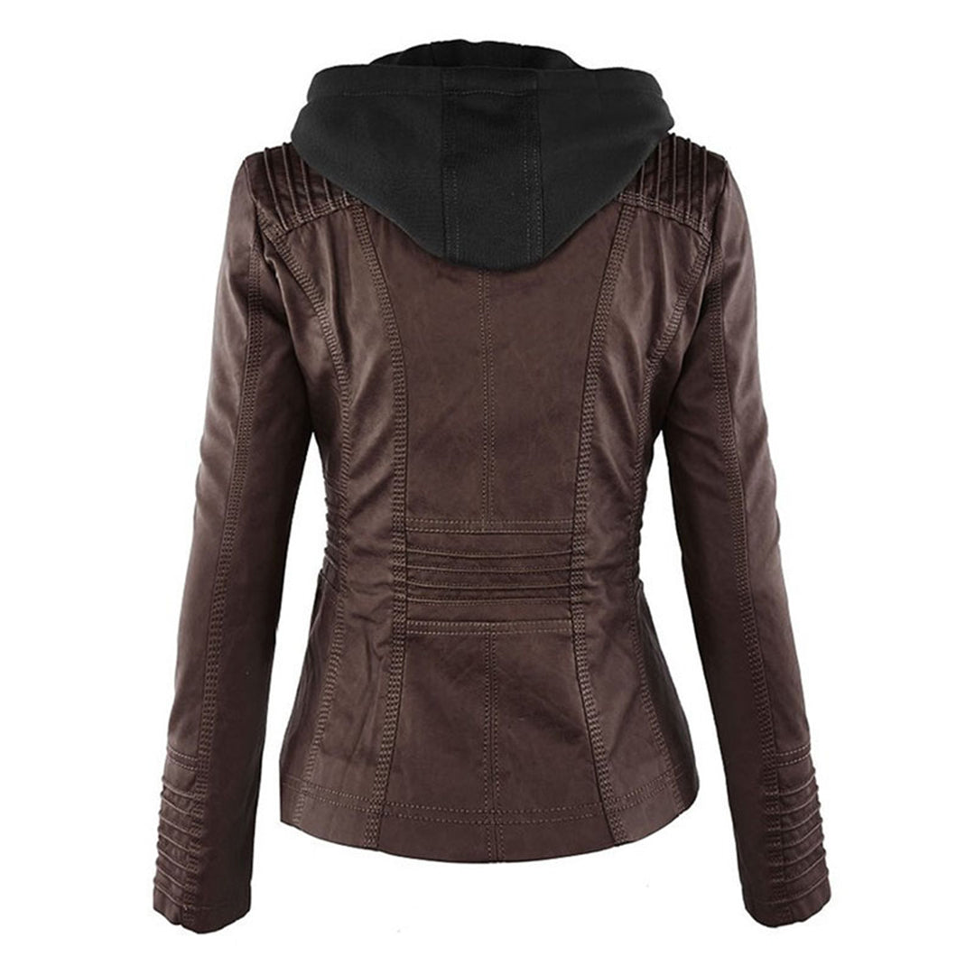Isolde | Elegant Hooded Leather Jacket