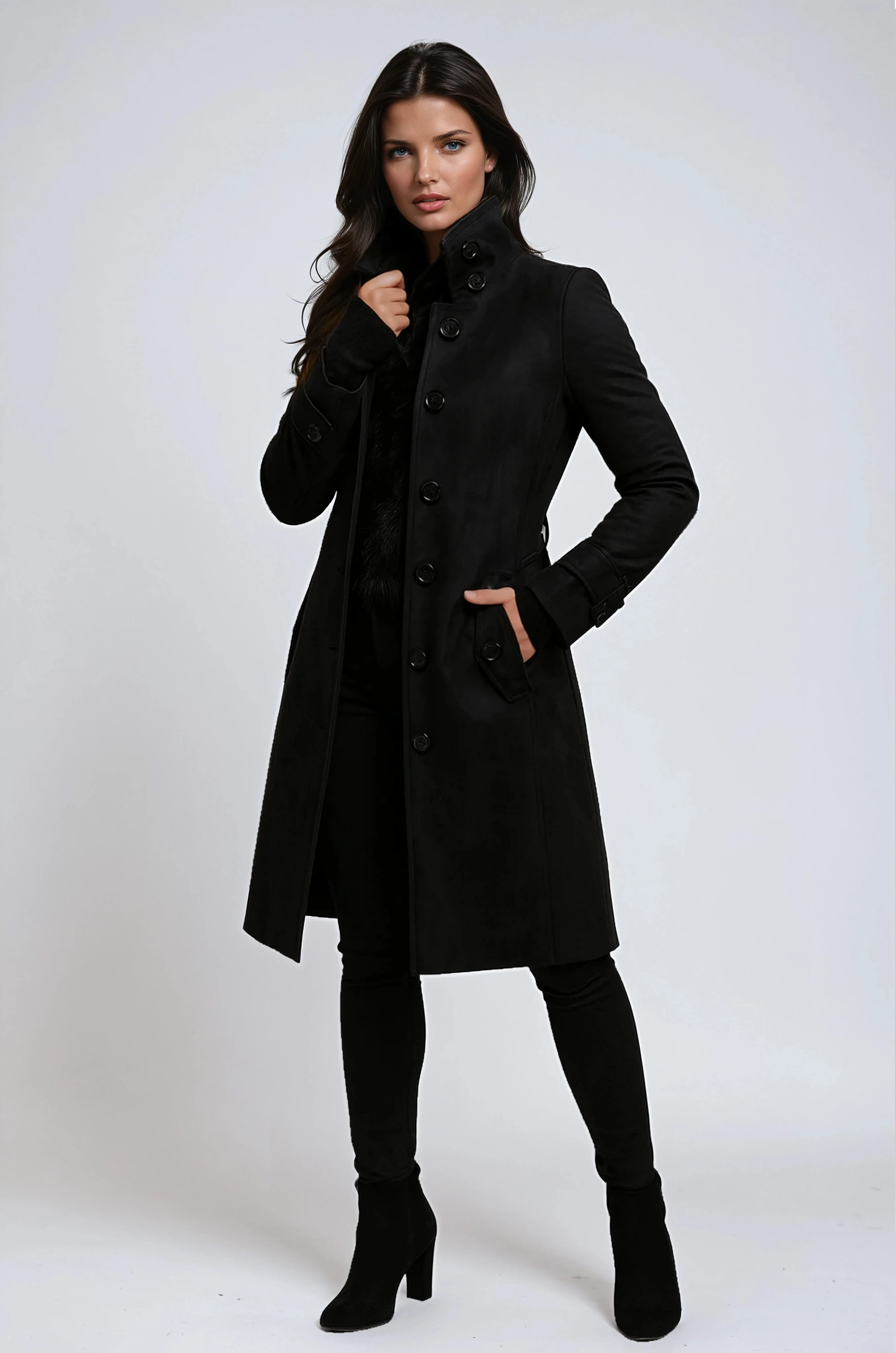 Isolde | High-Collared Trench Coat