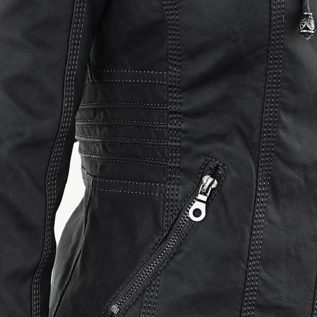 Isolde | Elegant Hooded Leather Jacket