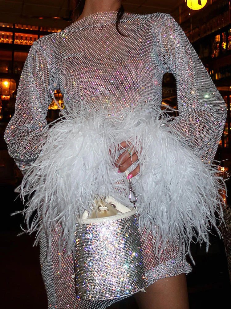 Briony | Ethereal Feather Mini Dress