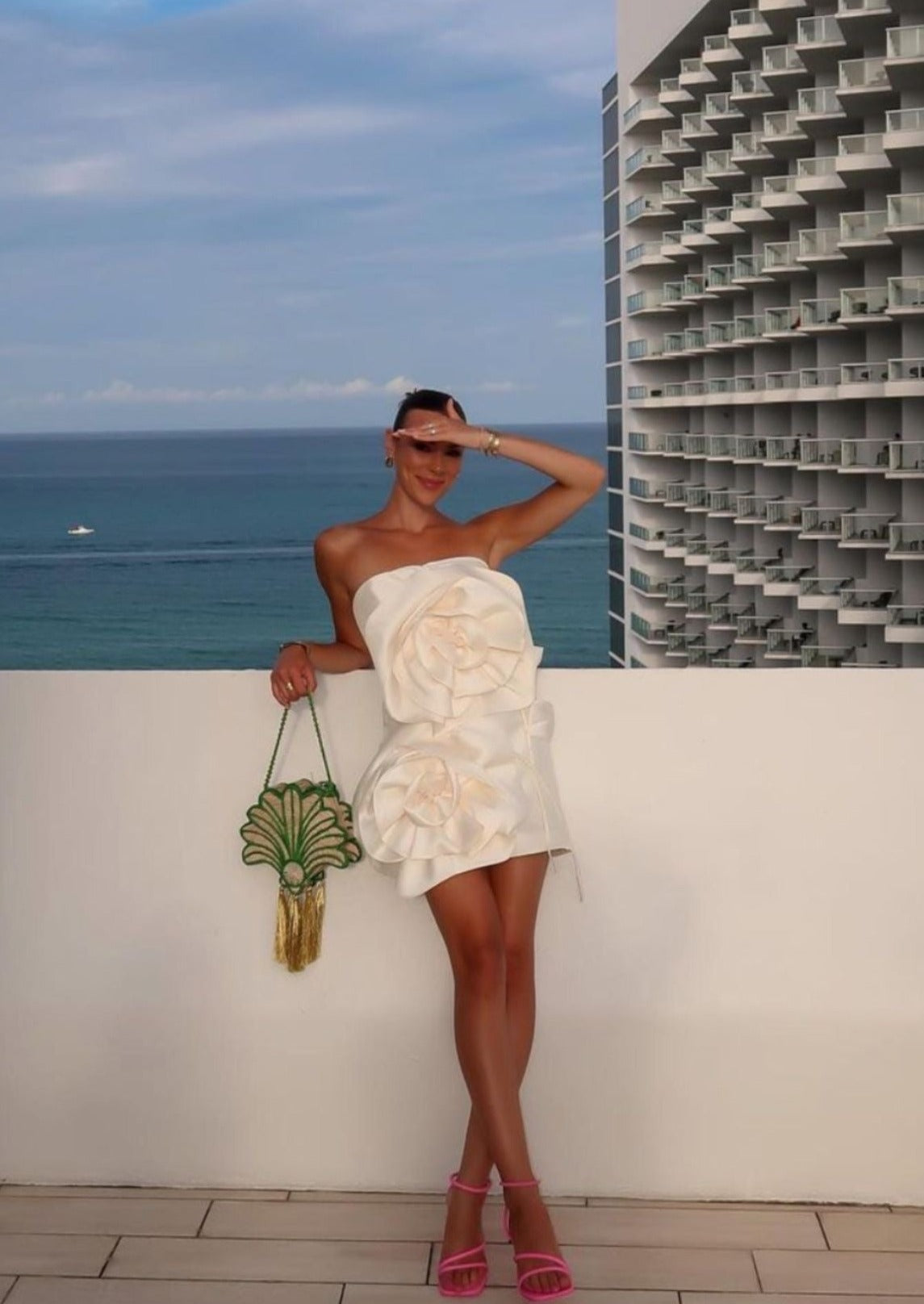 Elodie | Strapless Rose Mini Dress