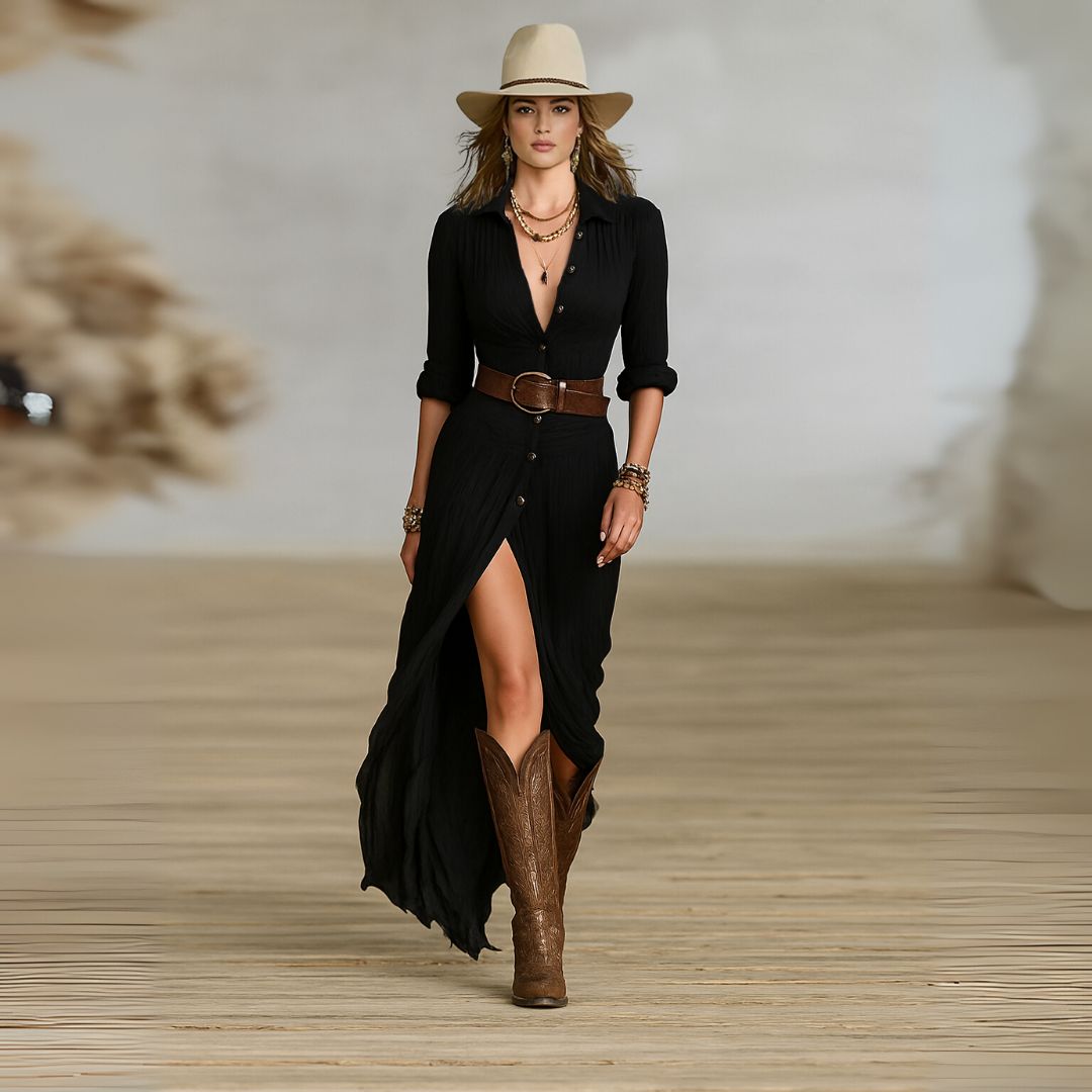 Harlow | Elegant Belted Shirt Dress