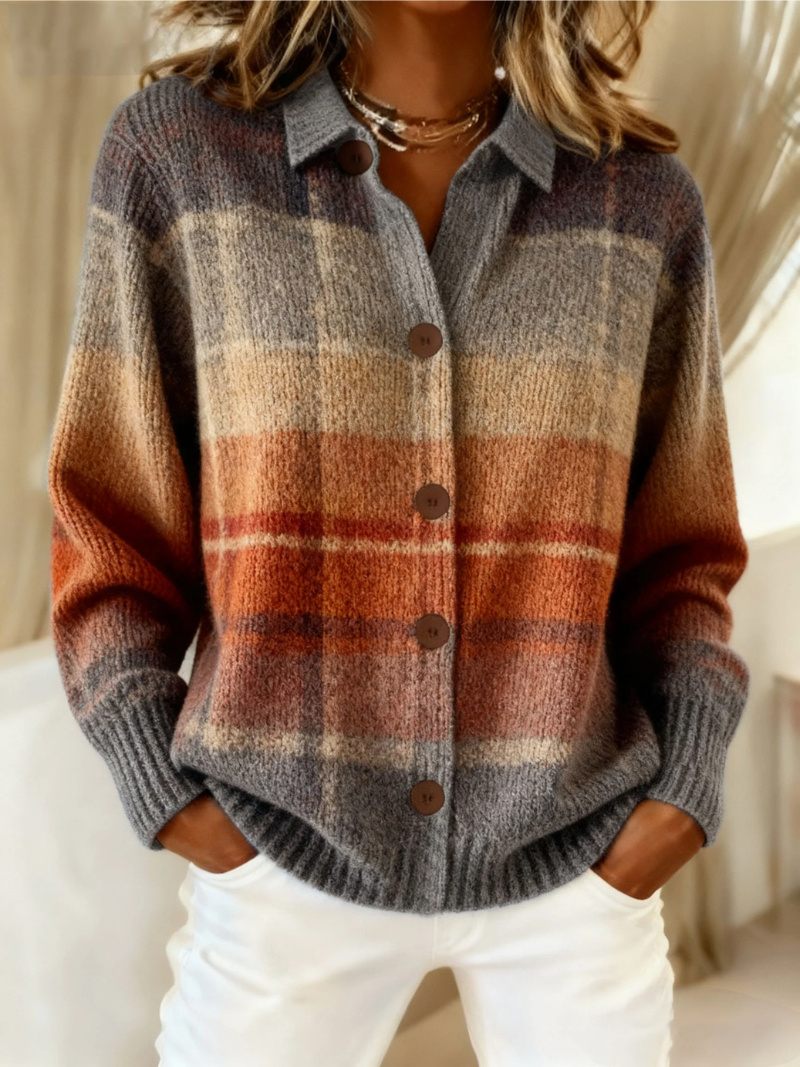 Thalia | Checked Knit Cardigan