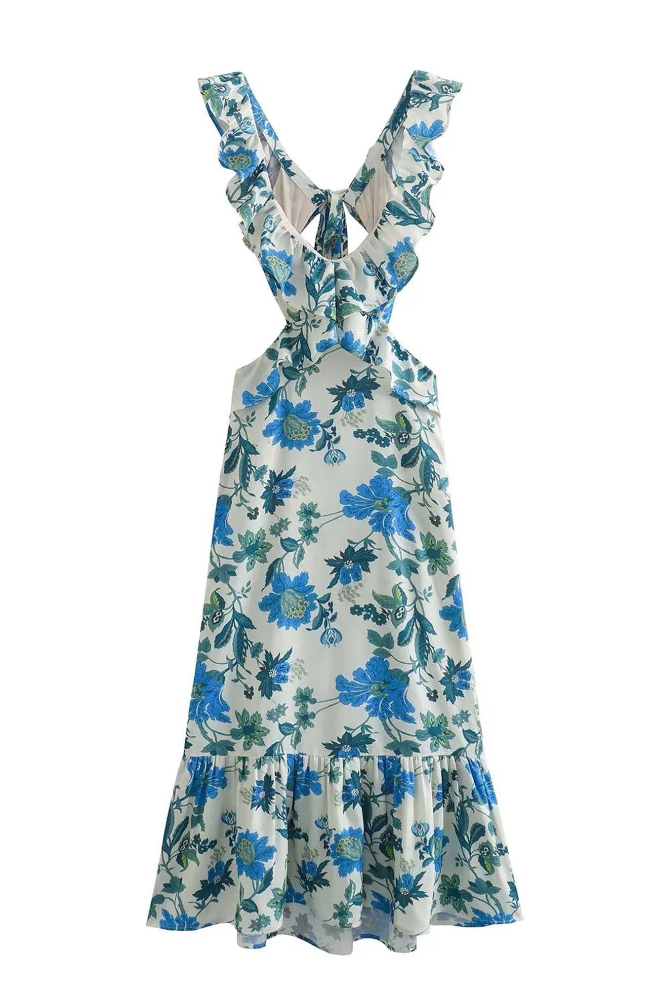 Aria | Floral Ruffle Midi Dress