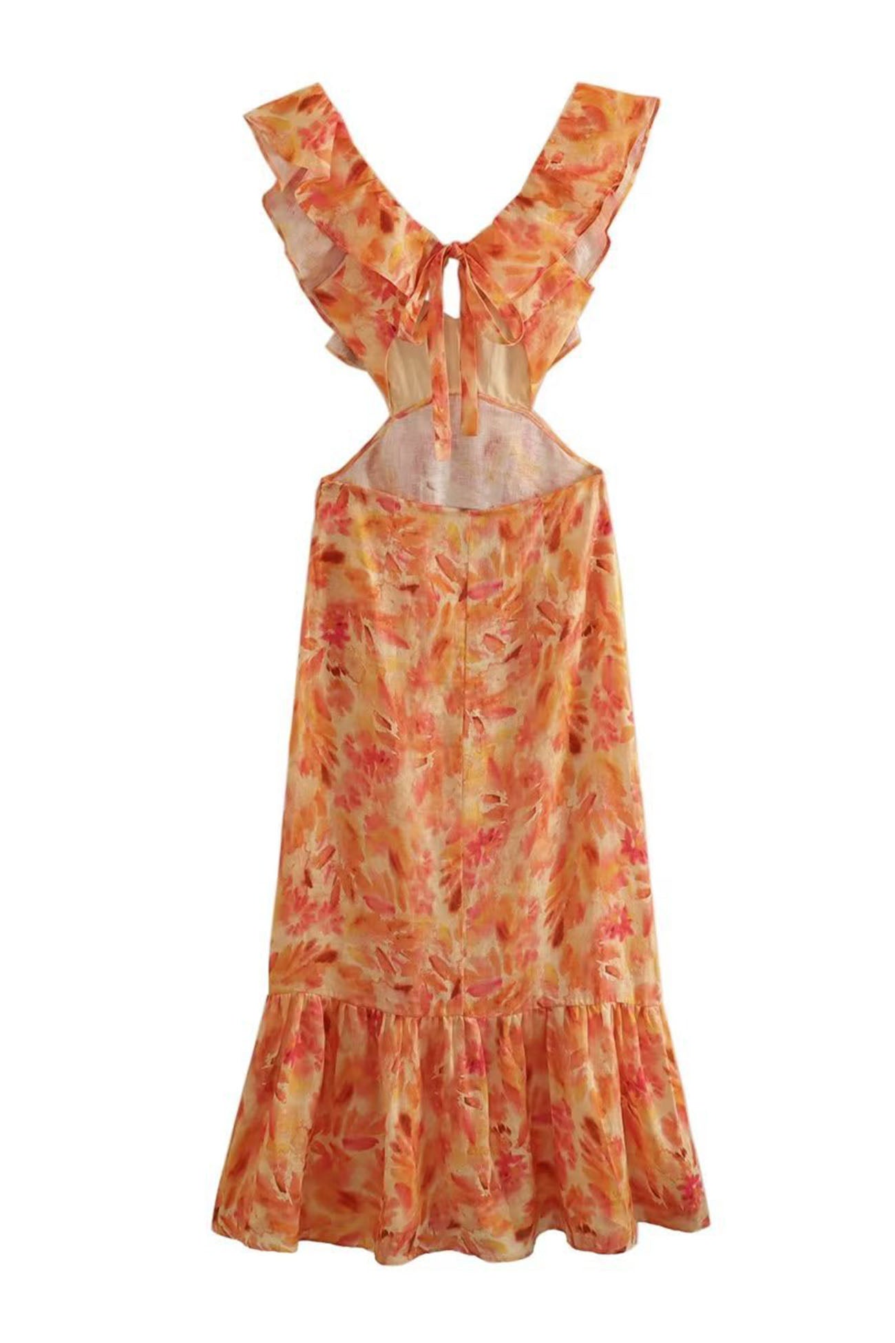 Aria | Floral Ruffle Midi Dress