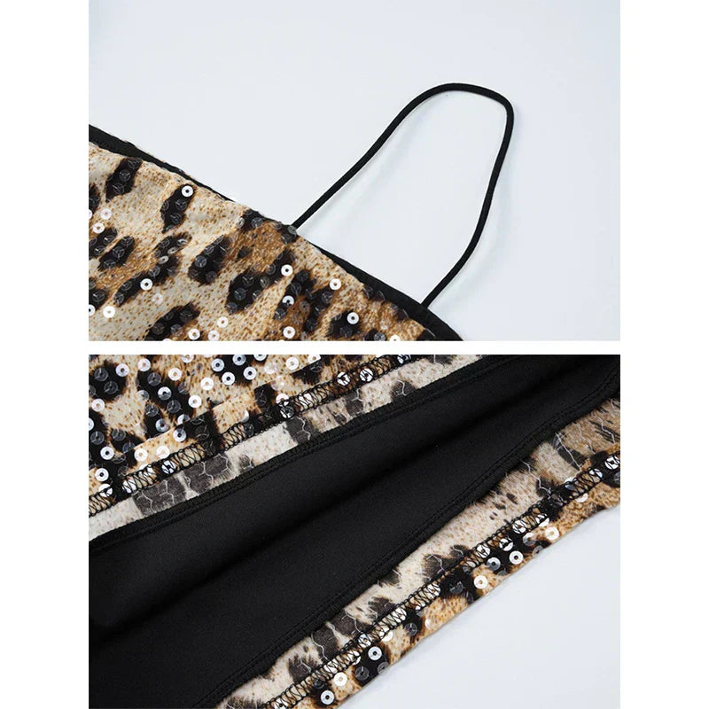Elara | Sequined Leopard Print Dress