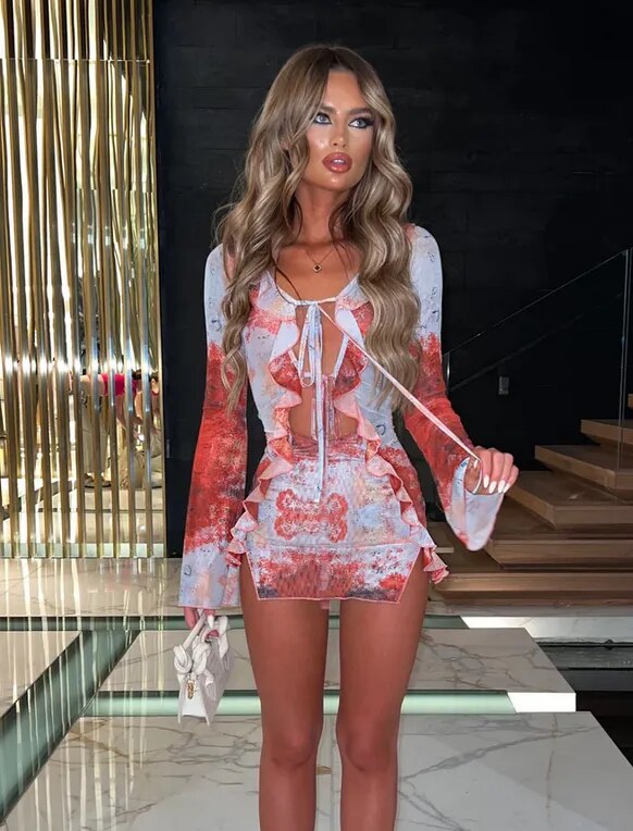 Fiona | Printed Ruffle Beach Dress
