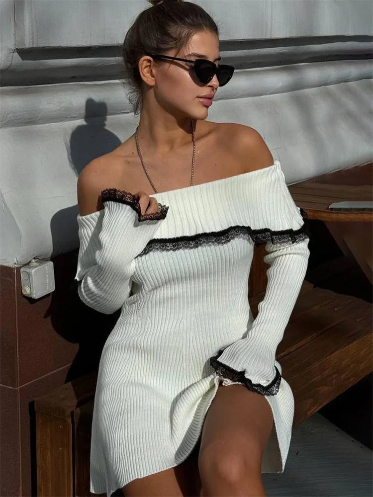 Freya | Contrast Lace Mini Dress