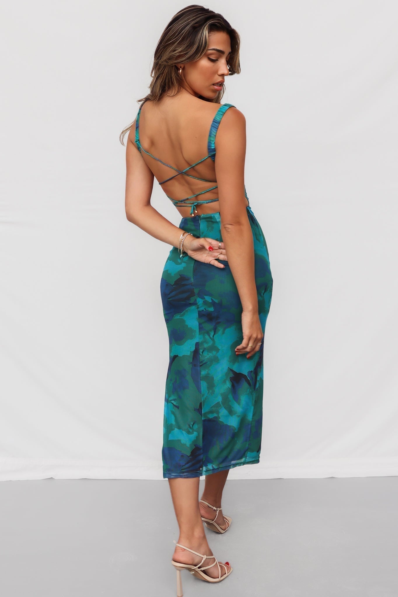 Imara | Floral Green Midi Dress