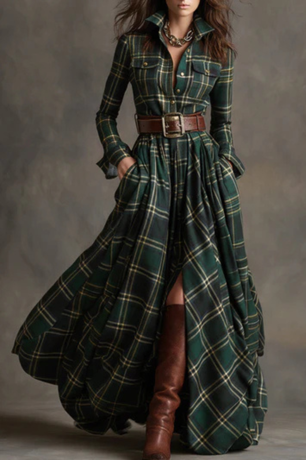Velerine – Highland charm – Plaid maxi shirt dress