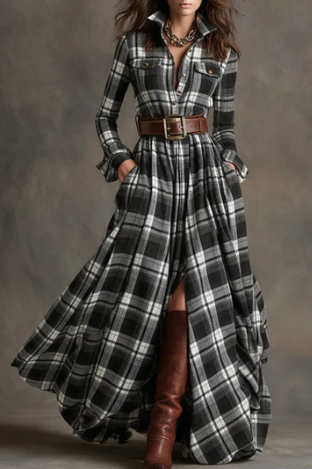 Velerine – Highland charm – Plaid maxi shirt dress