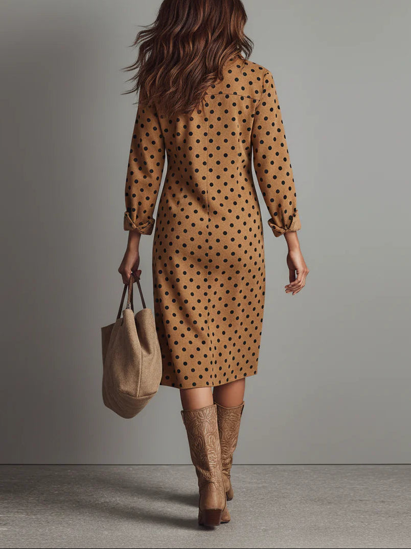 Clara | Polka Dot Faux Leather Midi Dress