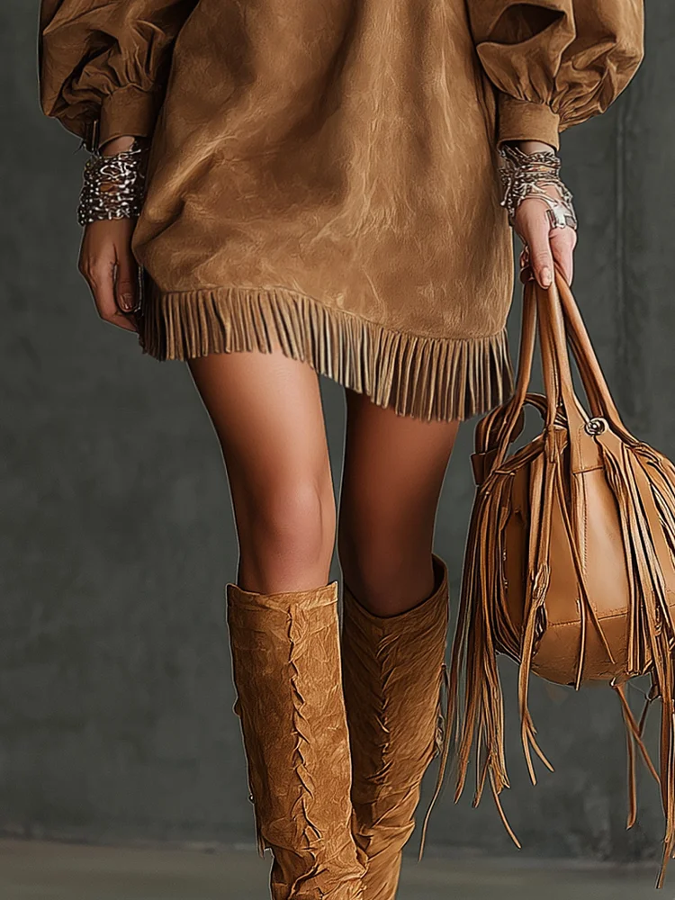 Marzella – Suede fringe detail – Mini dress