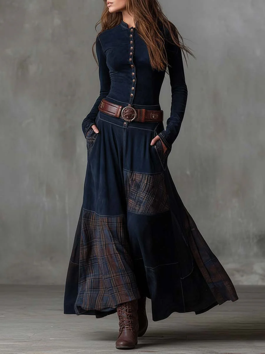 Aveline | Vintage Suede Maxi Dress