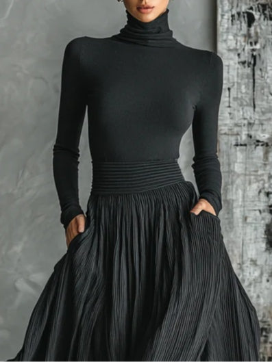 Amara | Turtleneck and Pleated Skirt Ensemble