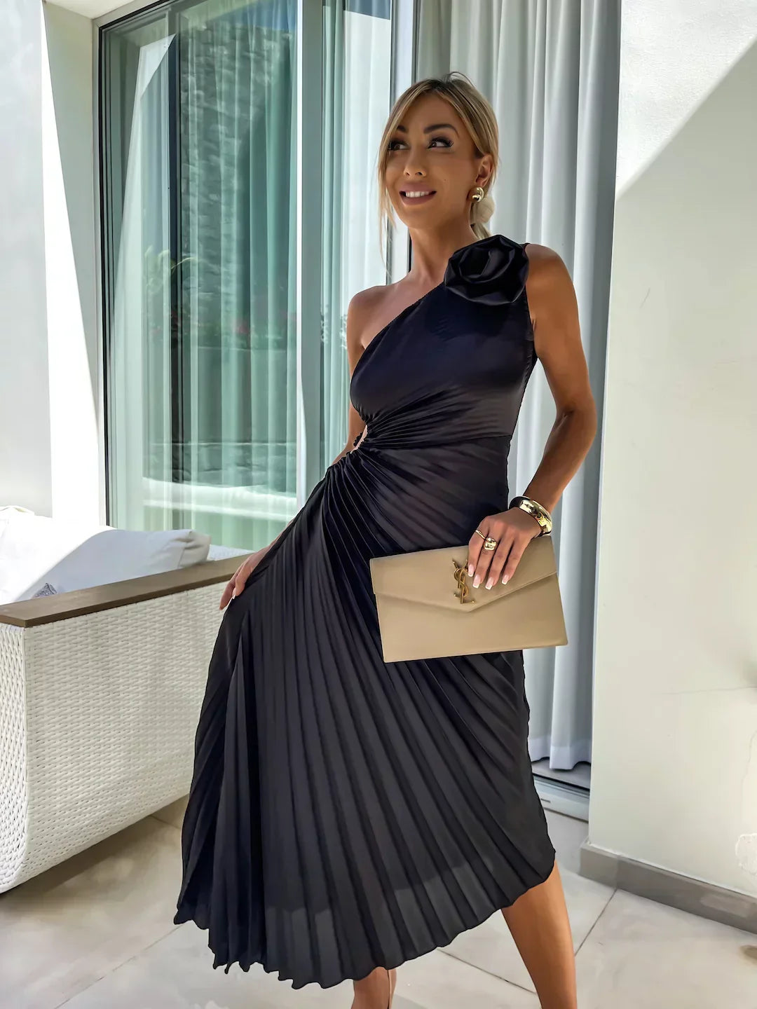 Dahlia | One-Shoulder Floral Dress